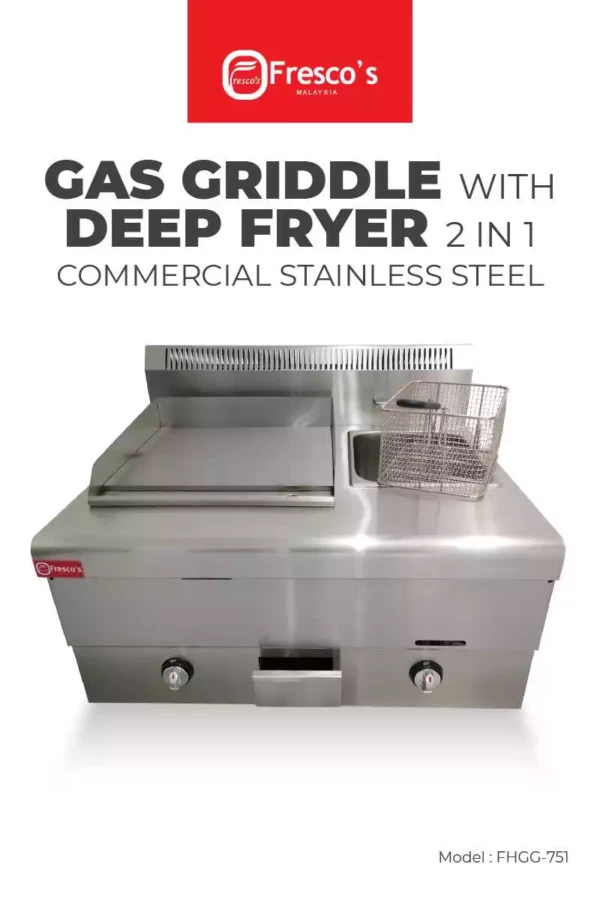 Fresco Gas Griddle with Deep Fryer 2 in 1 Machine Commercial Stainless Steel-01