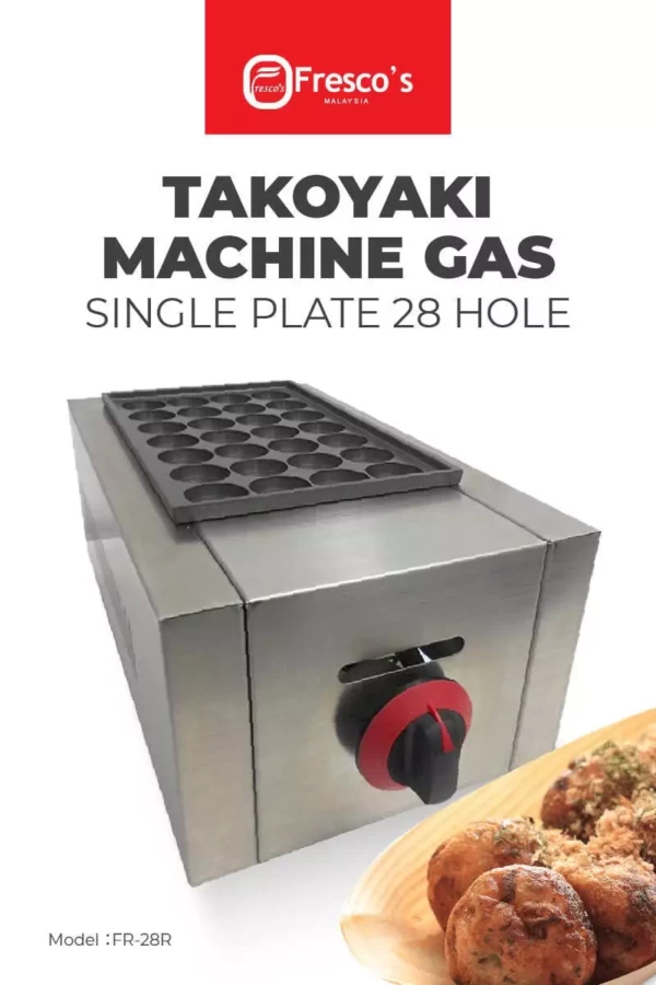 Fresco Takoyaki Gas Machine, single plate 28 Holes-01