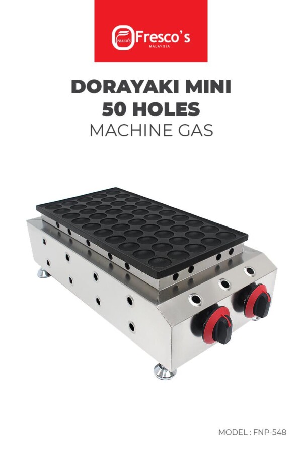 DORAYAKI DUTCH MINI PANCAKE POFFERTJES MAKER MACHINE GAS 50 HOLES 01