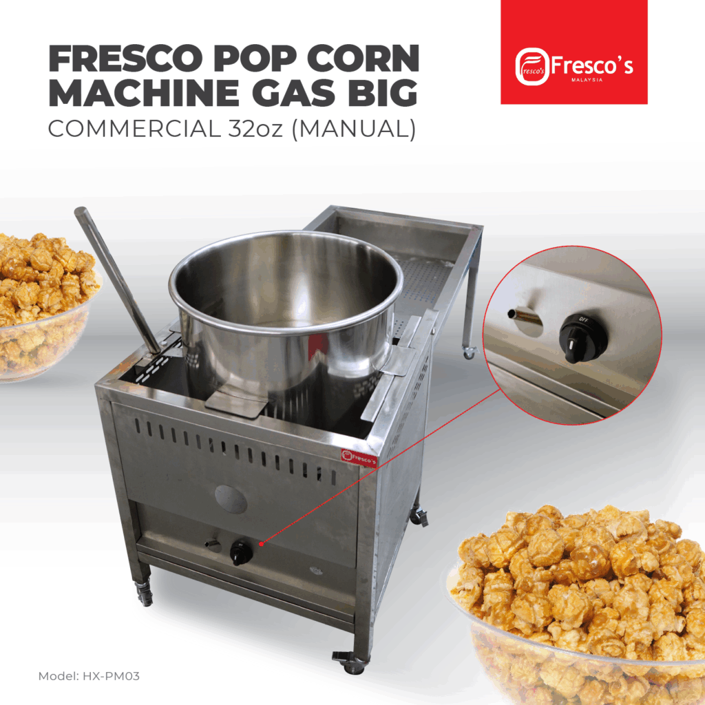 The Popcorn Machine Gas Commercial 32oz Manual HX-PM03 features a spacious 32oz bowl, ideal for making large batches of popcorn.