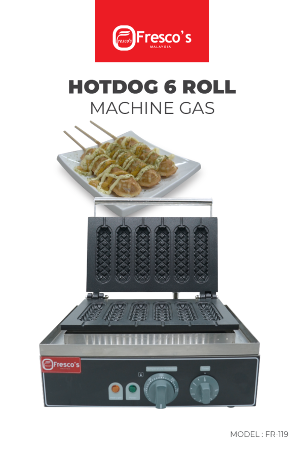 6-Roll Sausage Hotdog Waffle Machine Electric