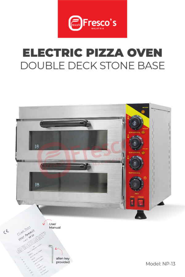 Commercial Pizza Oven Double Deck (Stainless Steel) Stone Base NP-13