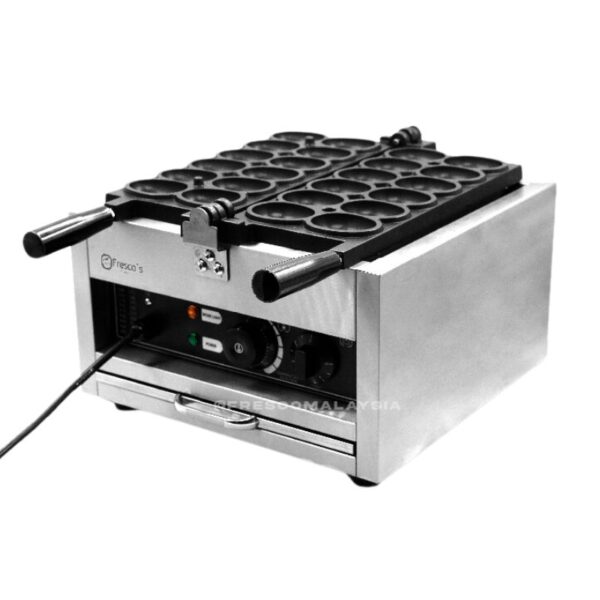 Introducing the Smiley Face Egg Waffle Electric Machine: a professional-grade appliance crafted from stainless steel, featuring multiple cooking slots and convenient control knobs on the front.