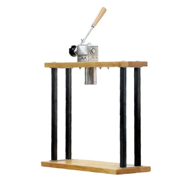 The Spaghetti Ice Cream Press Maker ICE-Noodle is a wooden and metal manual press with a lever and crank, ideal for creating delicious treats like Spaghetti Ice Cream.