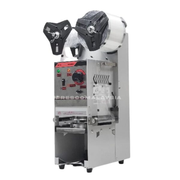 The FWY-680 Fully Auto Cup Sealing Machine is perfect for efficient drink packaging, offering dual film rolls, an intuitive control panel, and a reliable heating element. It's ideal for sealing plastic cups with precision and speed.