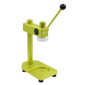 The PET Can Bottle Sealing Manual Machine is a compact, metallic yellow device with a black handle and white pressing disc on a stable base—perfect for precise bottling equipment tasks.